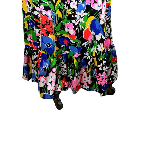 1960s 70s floral maxi peasant skirt with ruffled hem by Century of Boston Size M - Picture 6 of 7